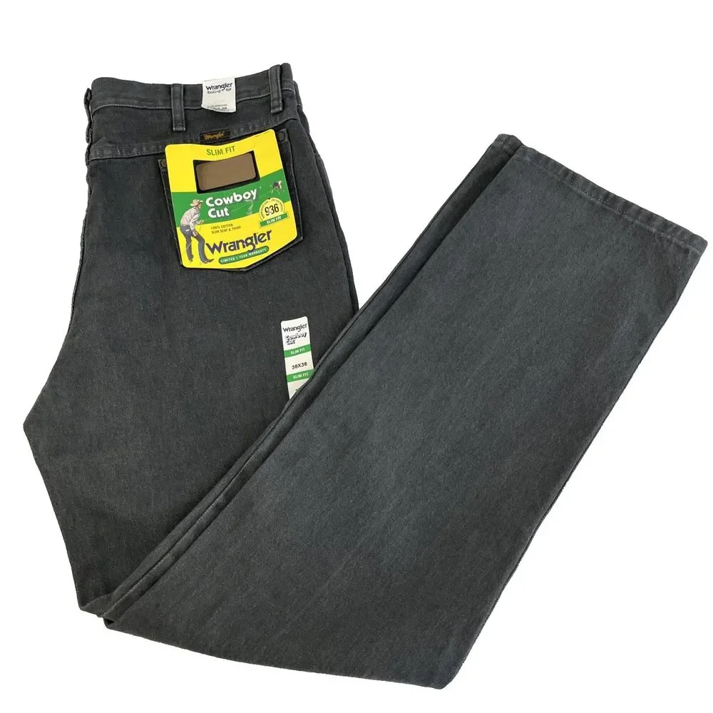 New Mens Wrangler Cowboy Cut 936 Slim Fit Denim‎ Jeans Sz 38x36 Gray NWT